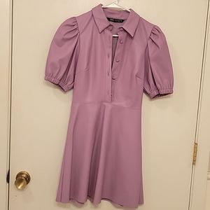 Zara Faux leather purple dress